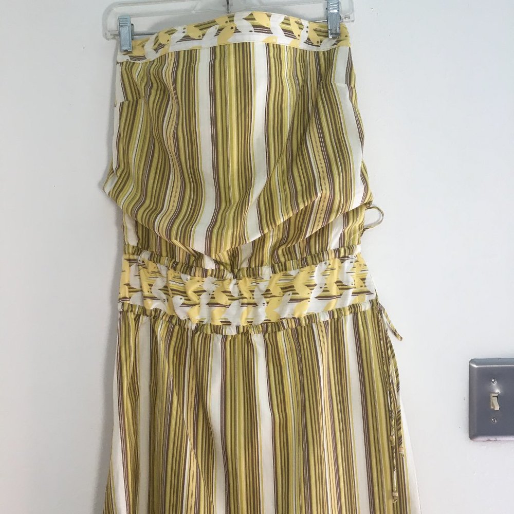 To the Max strapless stripped dress, size 8, yellows and greens